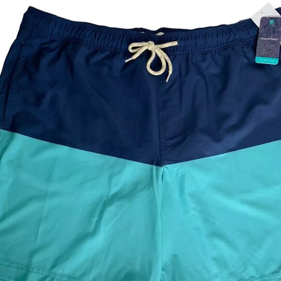 Trinity Coast Color Block Swim Trunks B&T Size 3XB Blue Teal 3 Pockets UPF 40+ - Picture 3 of 8
